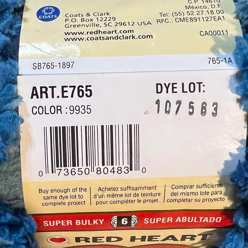 Red Heart 3.5oz Pomp-a-Doodle Yarn Shoreline Blue Super Bulky 6 E765
